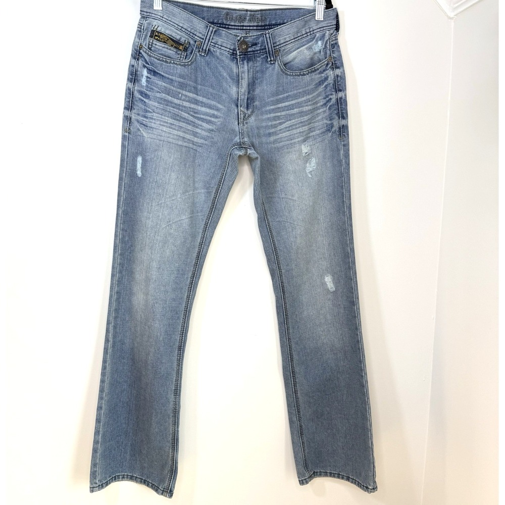 Guess Y2K Jeans Men's Bootcut Light‎ Wash Distressed Denim Pants Size 32